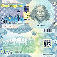 *USA 50 Dollars 2015 42. štát - Washington polymer - Kliknutím na obrázok zatvorte -